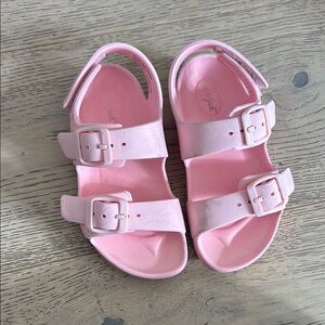 Cat & Jack Pink Sandals with Two-Strap Design and Silver Buckles